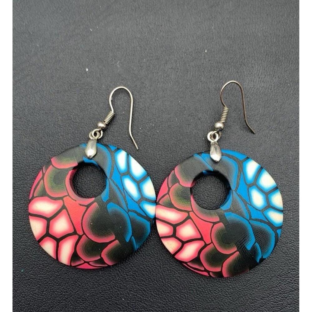 Fashion Alloy Earrings Fimo Polymer Clay With Fle Artsy Wearable Art‎